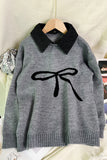 Bow Accent Collared Sweater