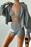 Hooded Zip Jacket Tank and Shorts Set