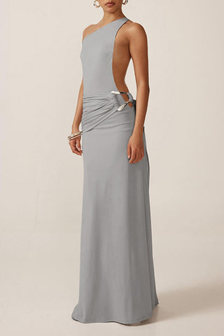 Draped One-Shoulder Casual Dress