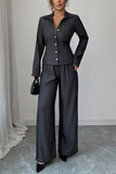Chic Button-Up Wide-Leg Pants Set