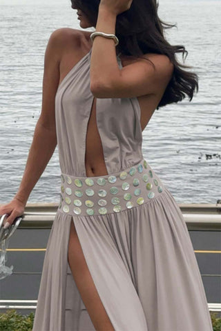 Halter Neck Evening Maxi Dress