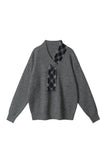 V-Neck Patterned Detail Sweater
