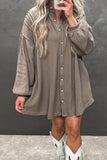 Waffle Knit Shirt Tunic Dress