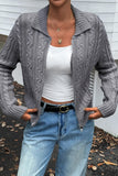 Zip-Front Cable Knit Cardigan