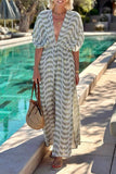 V-Neck Striped Maxi Dress