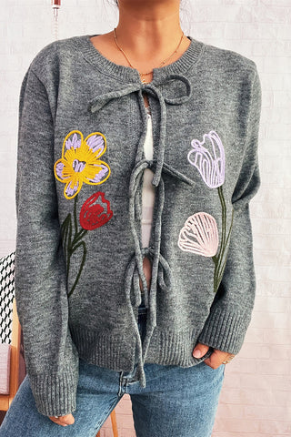 Floral Tie-Front Cardigan