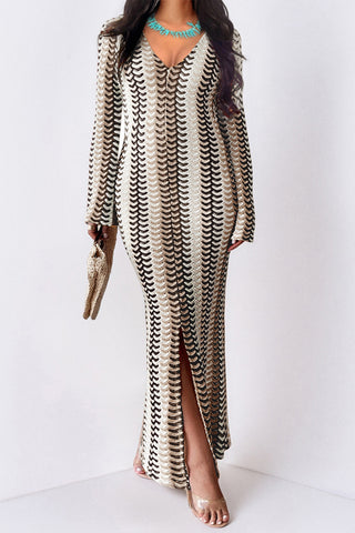 Elegant Long-Sleeve Casual Maxi Dress