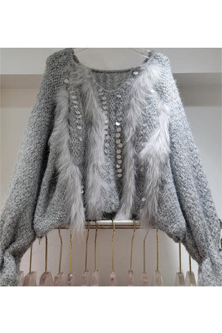 Embellished Fluffy Sweater