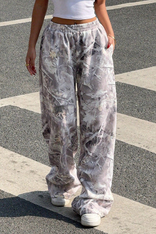 Wide-Leg Printed Casual Pants