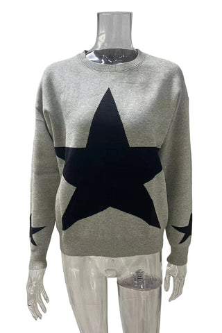 Star-Patterned Loose Fit Sweater