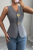 Floral Buttoned Sleeveless Vest