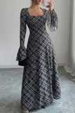 Plaid Long Sleeve Casual Dress