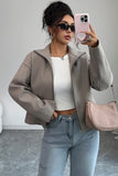 Zip-Front Casual Cropped Jacket