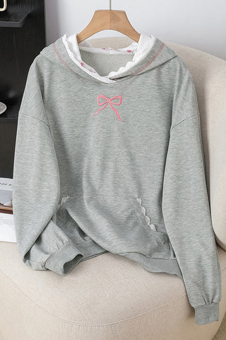 Bow Accent Hoodie Sweatshirt