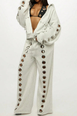 Eyelet-Detail Two-Piece Set