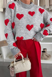Stripe Heart Pattern Valentine Sweater