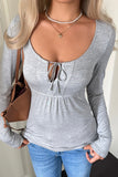 Tie-Front Long Sleeve T-Shirt