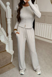 Button-Front Lounge Pants Set
