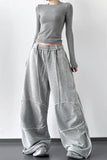 Wide-Leg Drawstring Casual Pants
