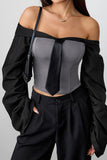 Off-Shoulder Tie-Front Corset Top