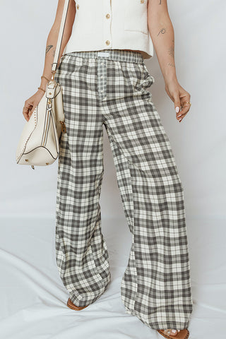 Plaid Wide-Leg Pants