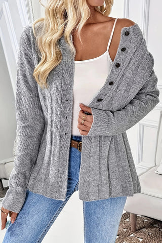 Button-Front Cable Knit Cardigan