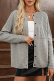 Textured Detail Button Down Long Sleeve Cardigan