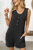 Sleeveless Button-Up Ribbed Romper