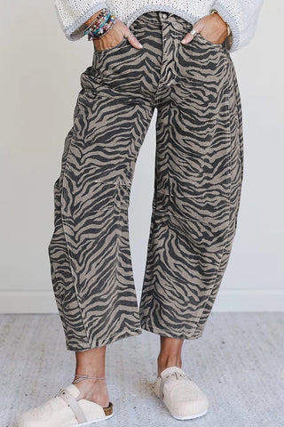 Zebra Print Wide Leg Jeans