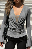 Lace Trim Crossover T-Shirt