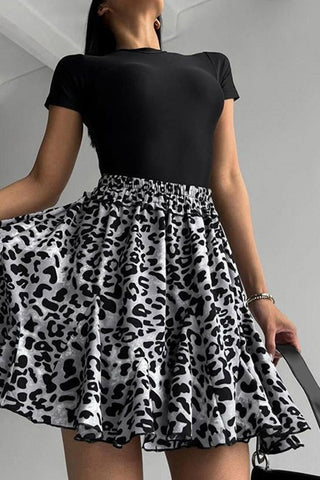 Flared Animal Print Mini Skirt
