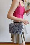 Ruffled Textured Shoulder Bag