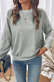 Lace Trim Sweatshirt with Bow Details