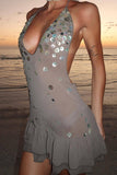 Sequin Halter Mini Dress