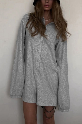 Button-Up Collared Romper