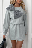 Cozy Sweatshirt Dress with Bow Accent