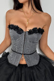 Floral Embellished Bustier Top
