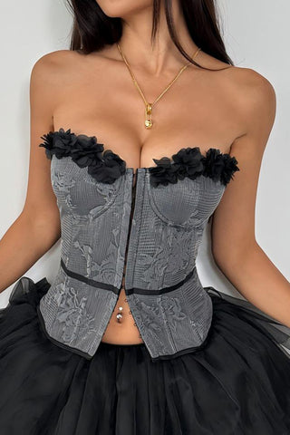 Floral Embellished Bustier Top