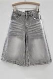 Wide-Leg Denim Shorts