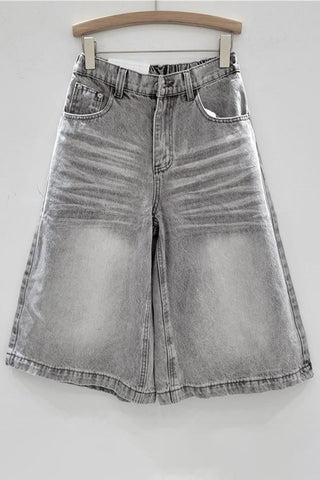 Wide-Leg Denim Shorts