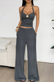 Halter Neck Wide-Leg Pants Set
