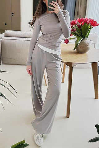 Long-Sleeve Flared Pants Set