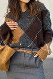 Argyle Pattern V-Neck Sweater