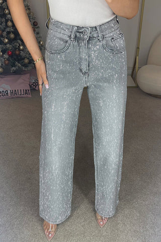 Stylish Straight-Leg Jeans with Sparkle
