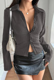 Striped Button-Front Blouse