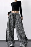Wild Print Wide-Leg Casual Pants