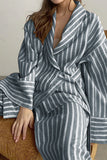 Striped Wrap-Front Pants Set