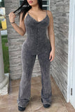 V-Neck Fit and Flare Jumpsuit