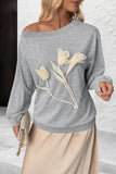 Off-Shoulder Floral Sweatshirt