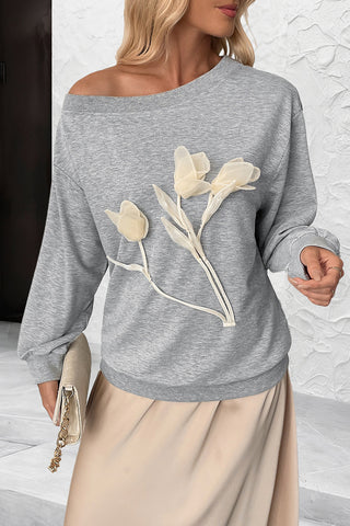 Off-Shoulder Floral Sweatshirt